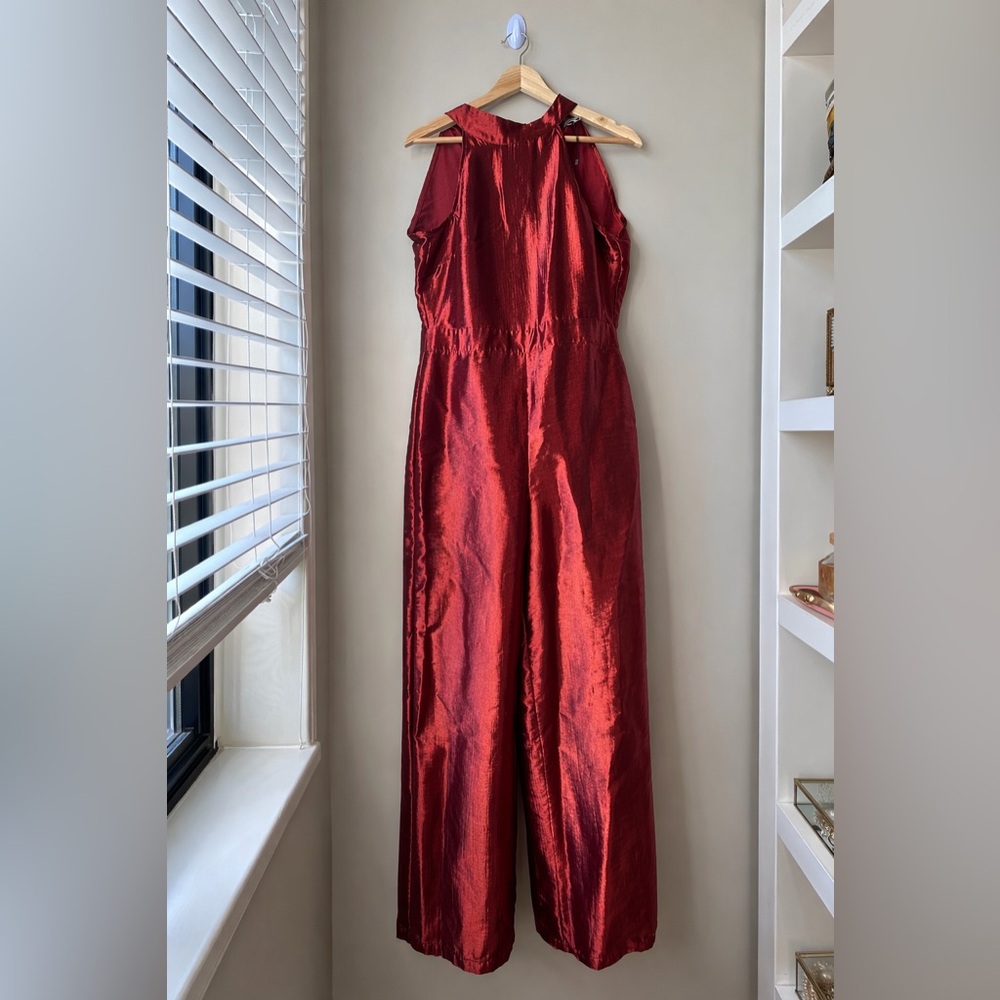 Red Shimmery Satin Jumpsuit